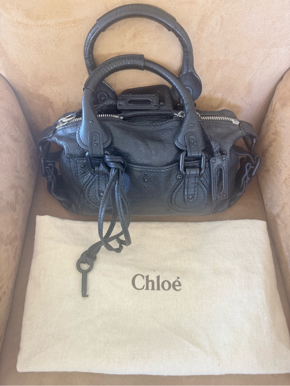 Chloé Black Leather Satchel with Top Handles